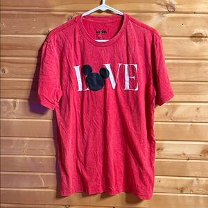 Disney Red 'LOVE' Mickey Head Short Sleeve Tee